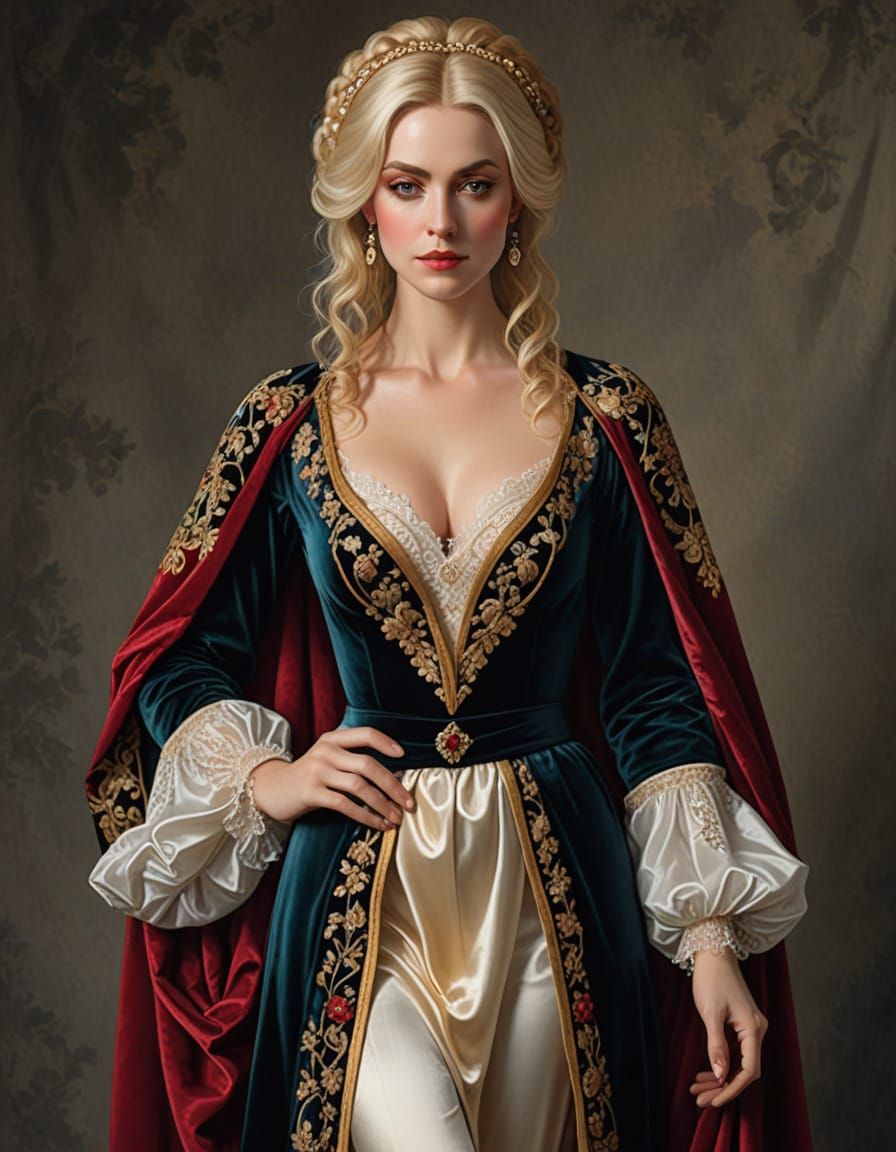 Renaissance Noblewoman Lifting Robe, Revealing Legs