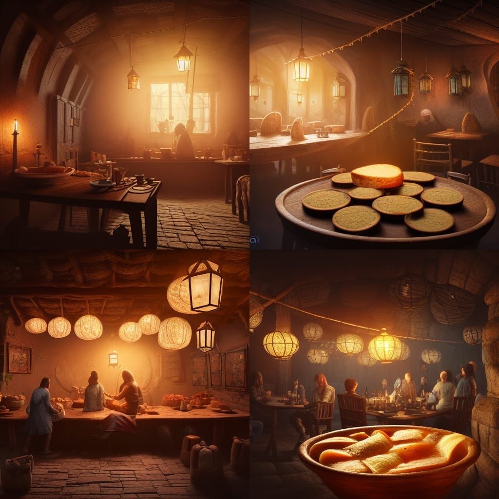 Bread Bowl Soup in Cozy Medieval Tavern