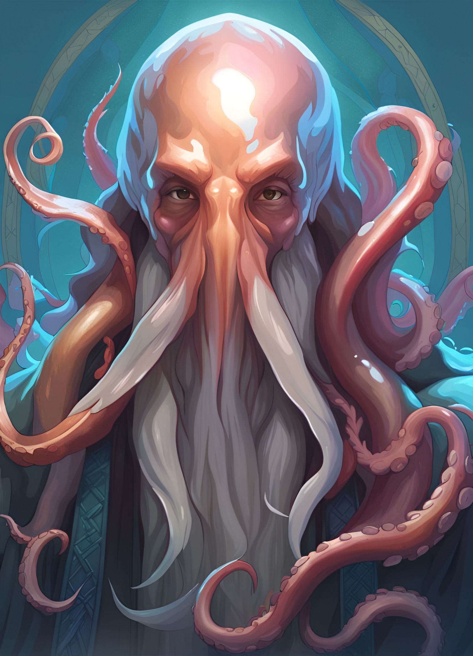 Giant Squid as Catholic Saint Portrait