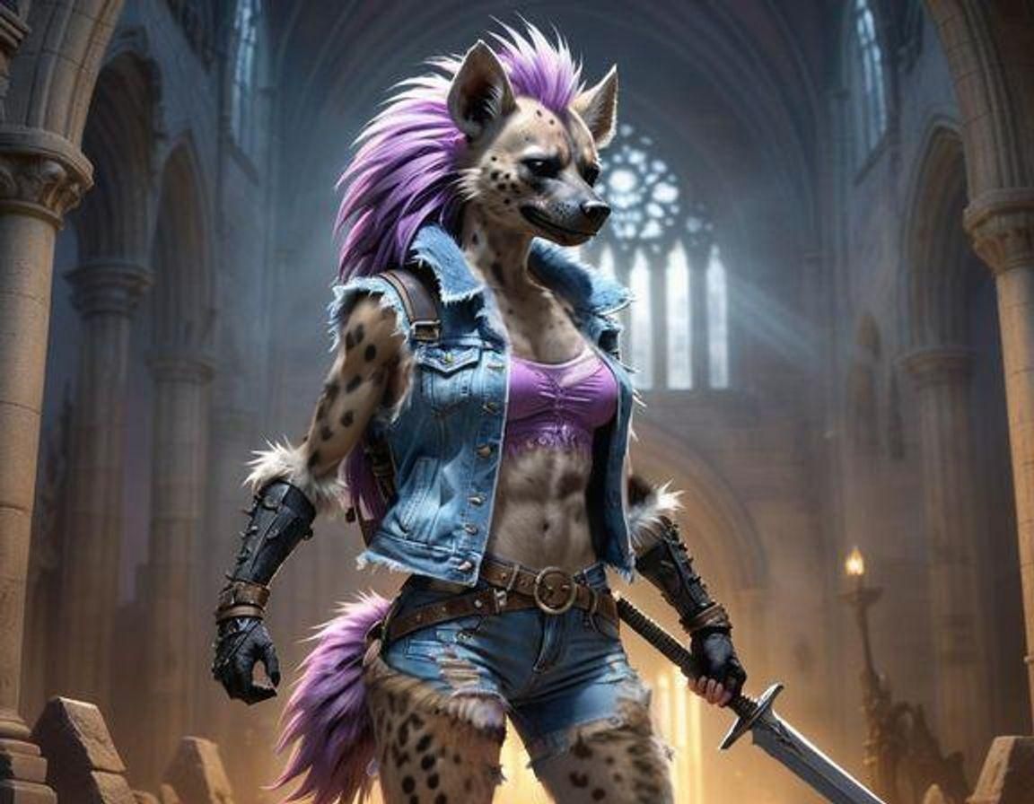 Furry Hyena Warrior in Cursed Cathedral