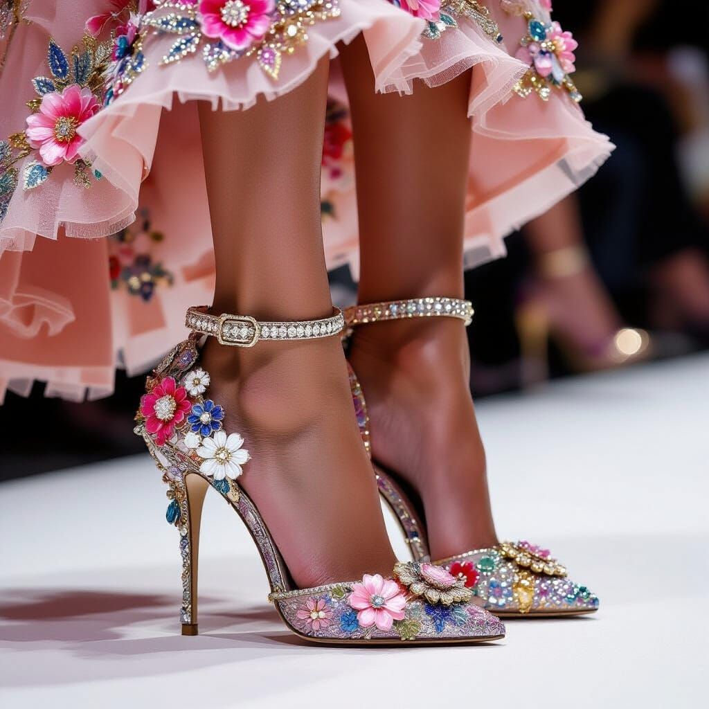 Elegant Floral High Heels with Intricate Details