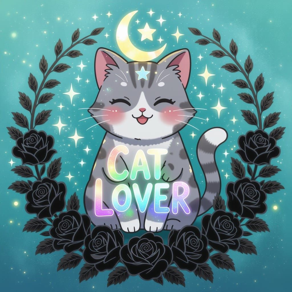 Whimsical Bohemian Cat Goddess in a Dreamy, Mystical Realm