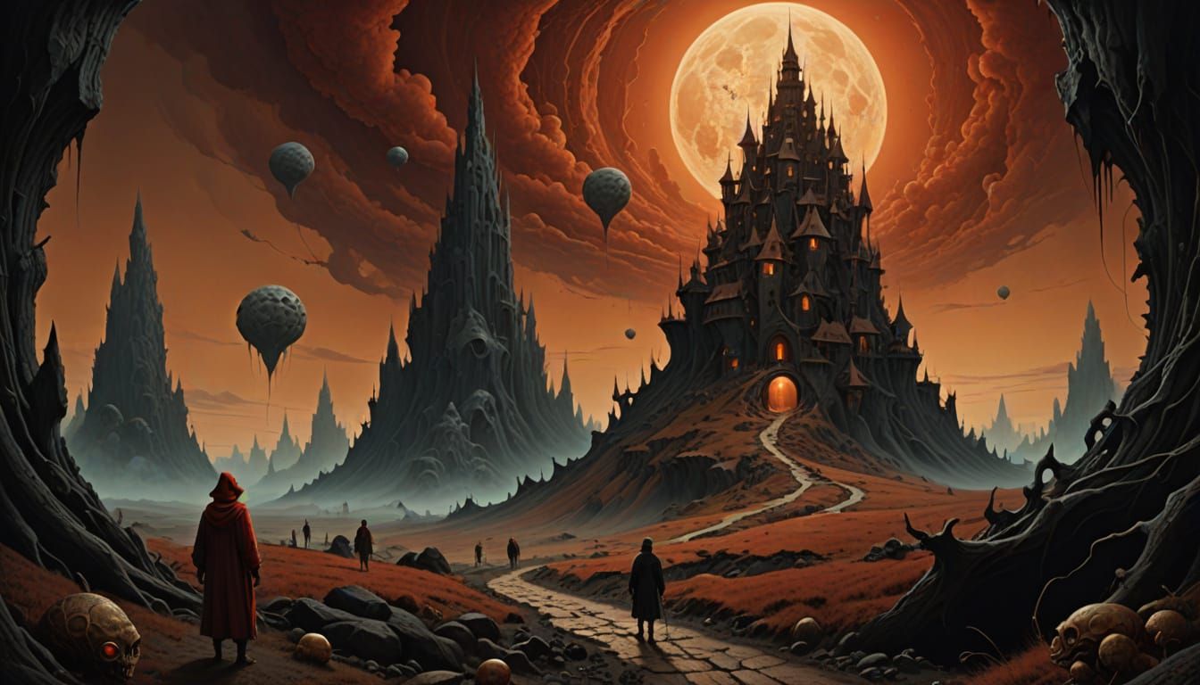 Ethereal Hieronymus Bosch-Inspired Surrealism with Twisted, ...