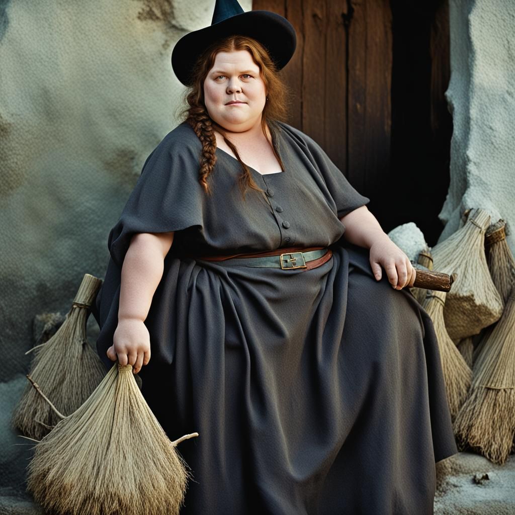 Portrait of a Smiling Witch in Studio Lighting