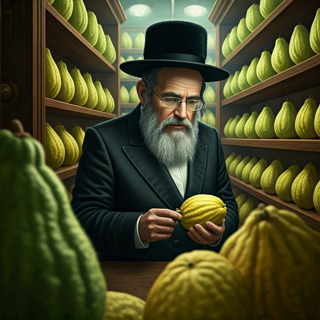Etrog Examination in Traditional Jewish Shop