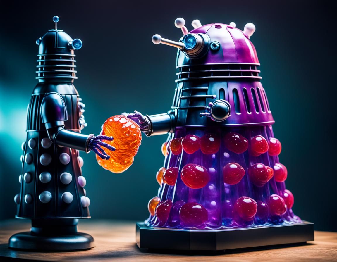 Giant Jelly Baby Attacks Dalek: Cinematic Sculpture