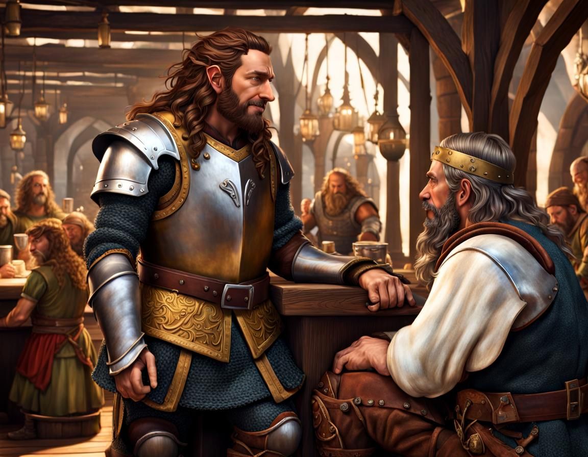Proud Dwarf Cheers Sleeping Elf in Detailed Tavern