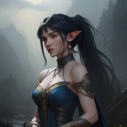 Elven Druid Portrait in Hyperdetailed Fantasy Style