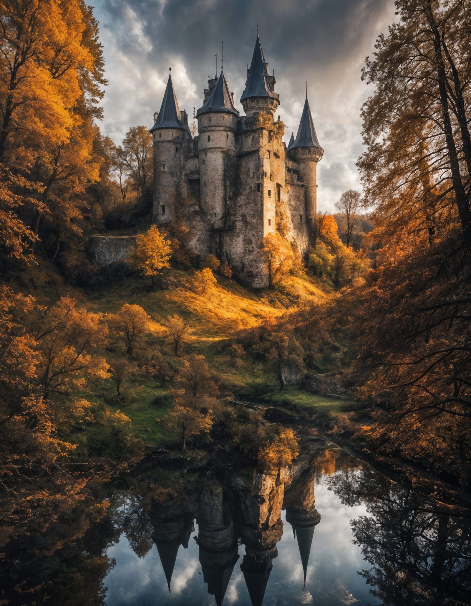 Abandoned Castle Landscape Photography in Atmospheric Perspe...