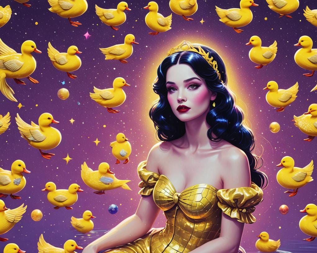Snow White Space Mermaid in Synthwave Style