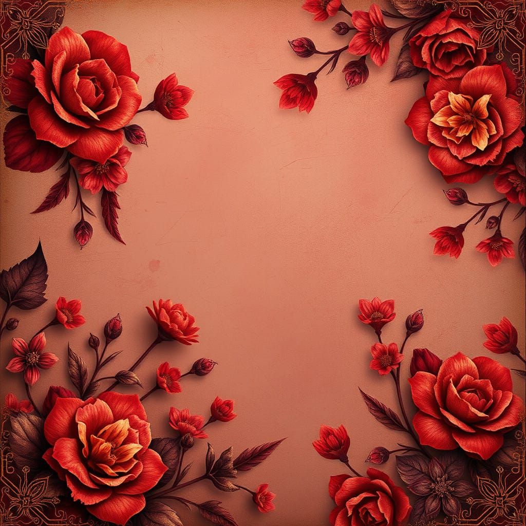 Vibrant Vintage Floral Journal in Red