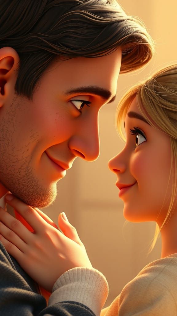 Warm Father-Daughter Moment in Disney Pixar Style
