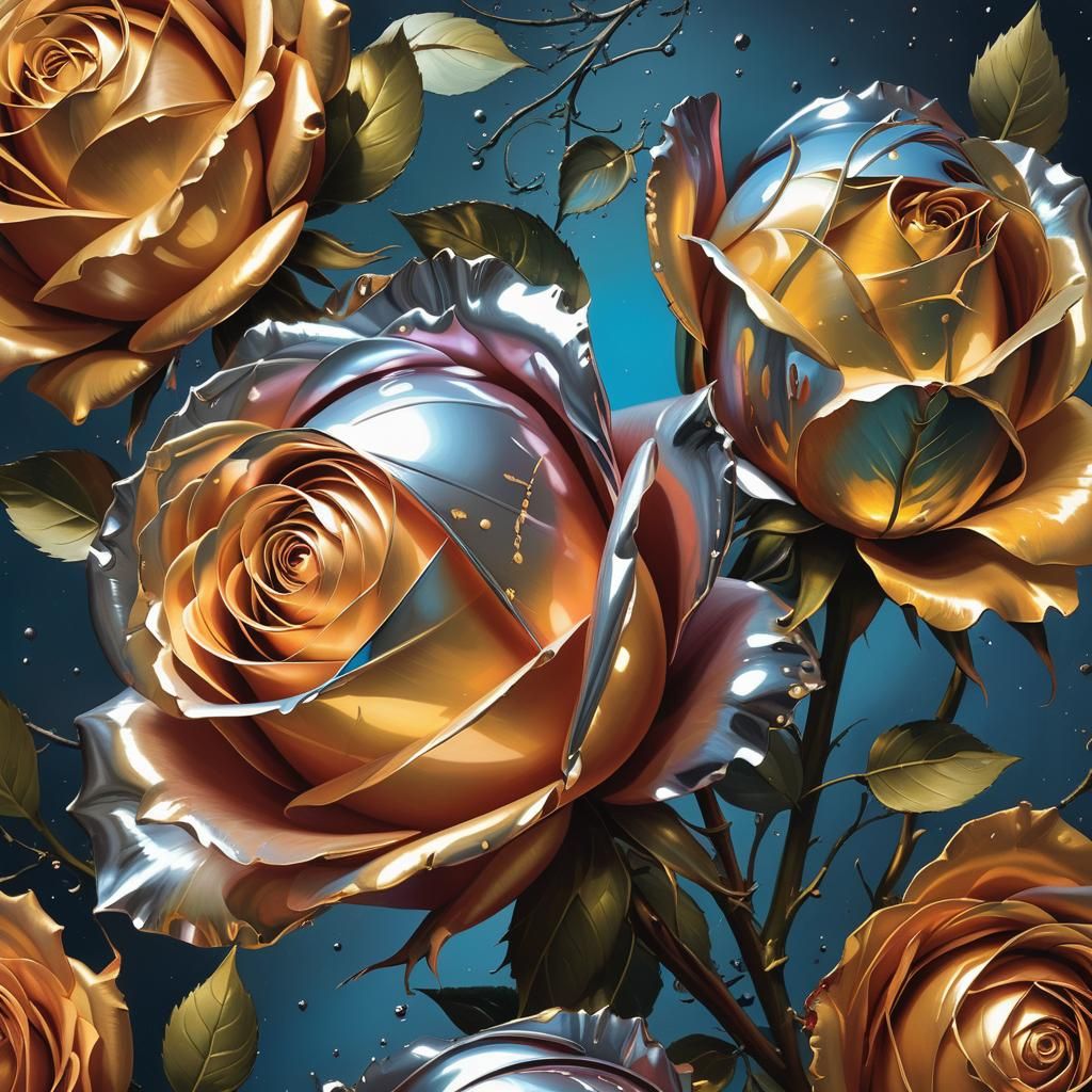 Chrome Rose in Night Fantasy Style