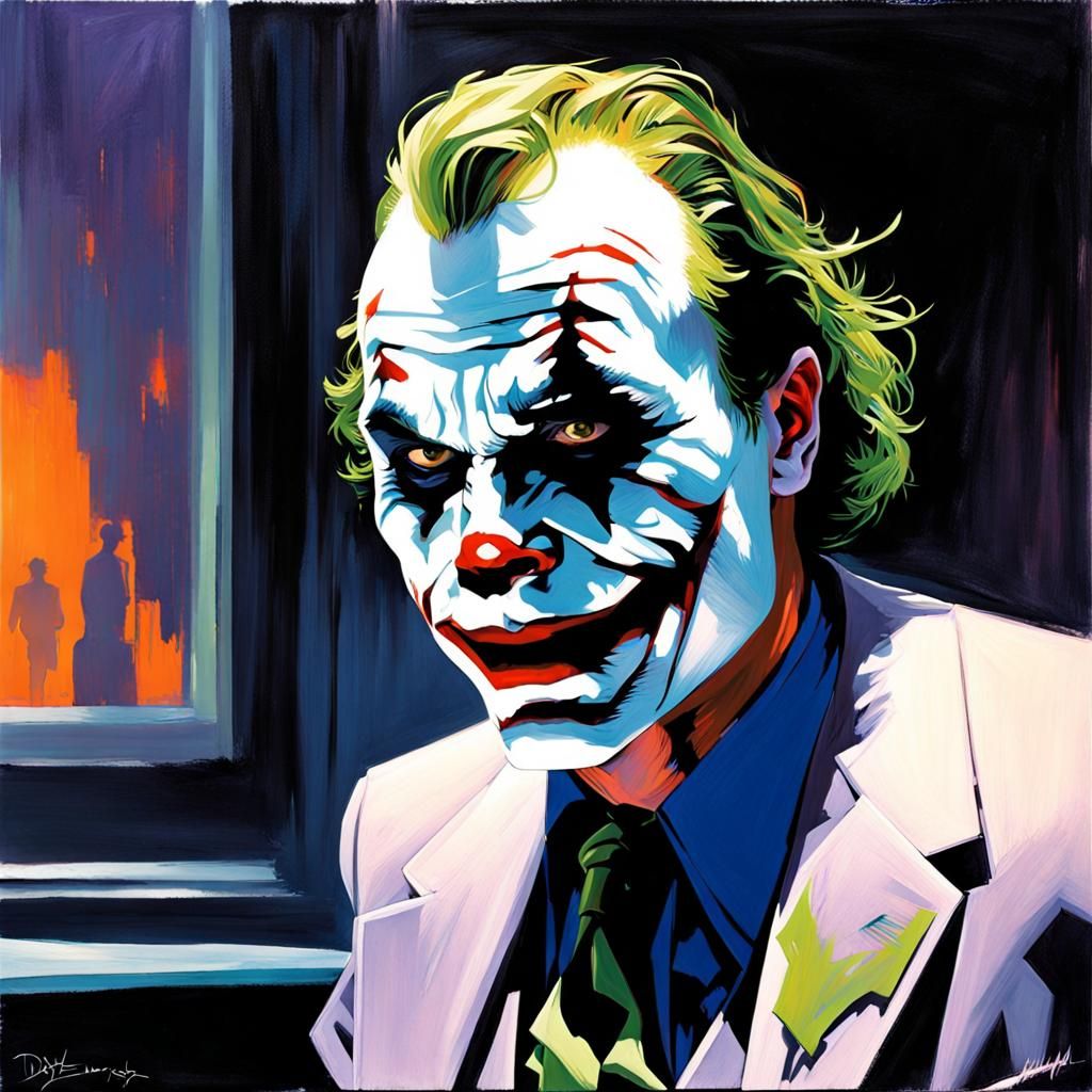 Dwayne Johnson as The Joker: Impasto Sci-Fi Painting