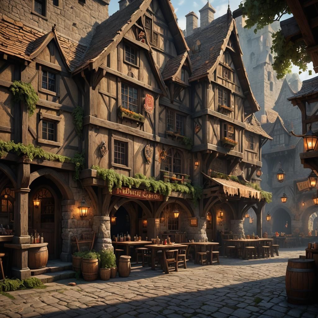 Detailed Medieval Tavern Concept Art