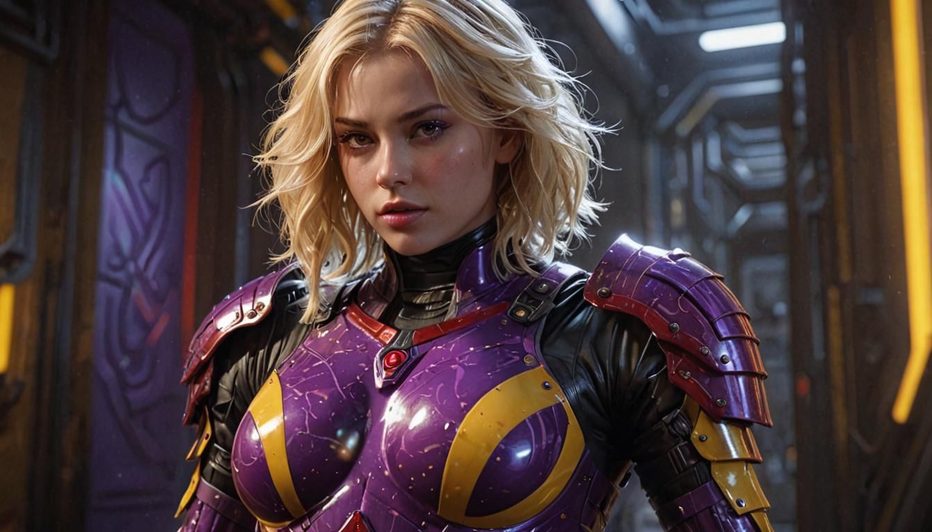 Sci-Fi Woman in Latex Armor, Digital Art