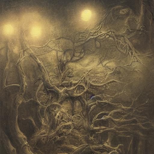 Haunted Medieval Town with Vampires in Dark Surrealism