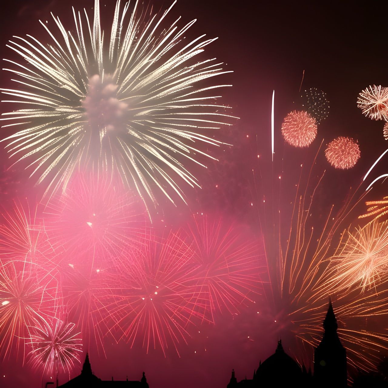 Spectacular Fireworks Over London at Night