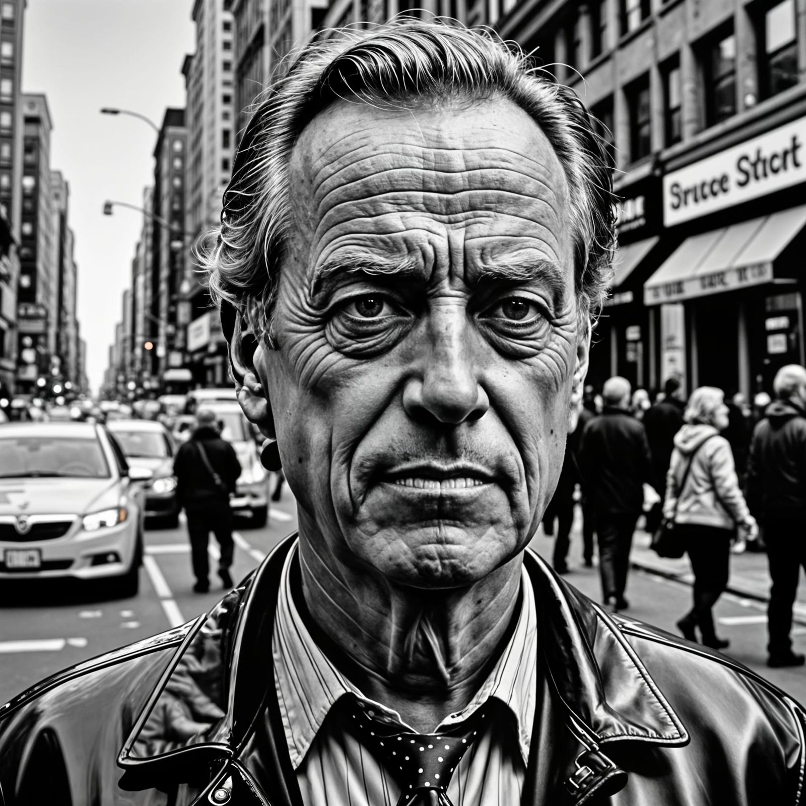 Gritty Street Photography in Bruce Gilden Style