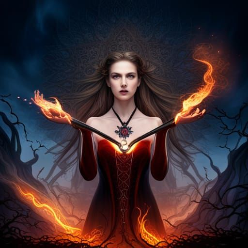 Dark Witch Casting a Powerful Spell