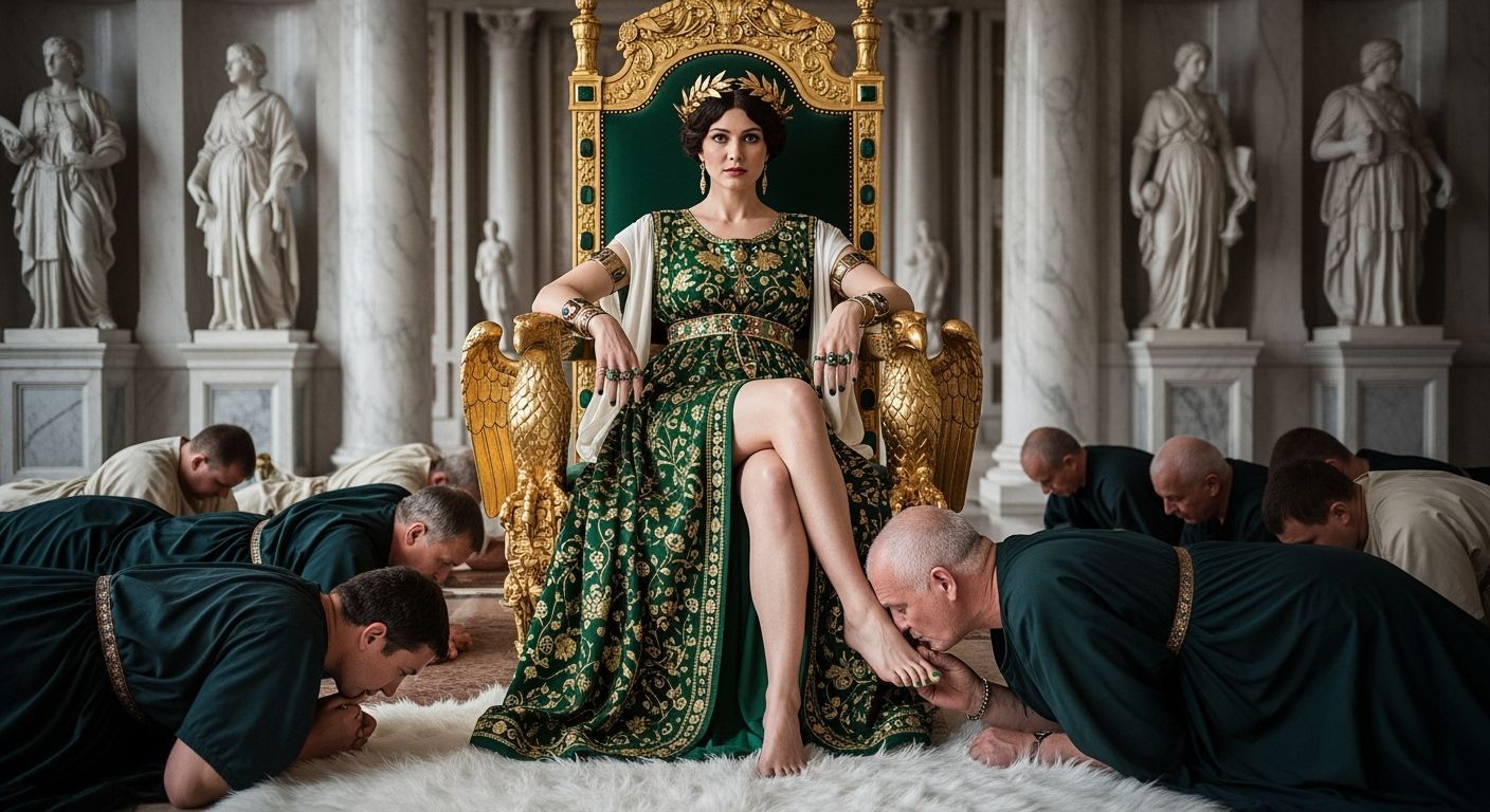 Roman Empress on Emerald Throne, Klimt-Inspired
