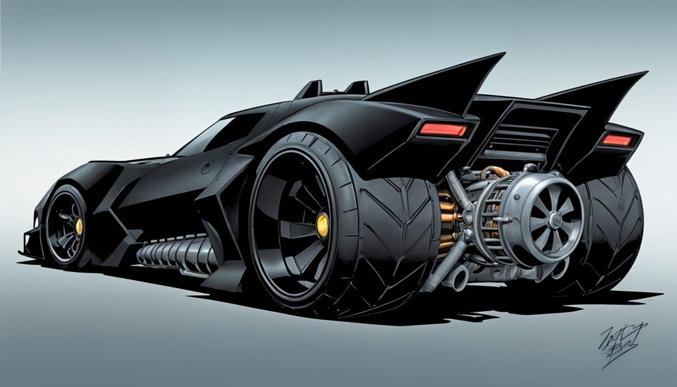 Matte Black Wide Body Batmobile with Turbine Engine