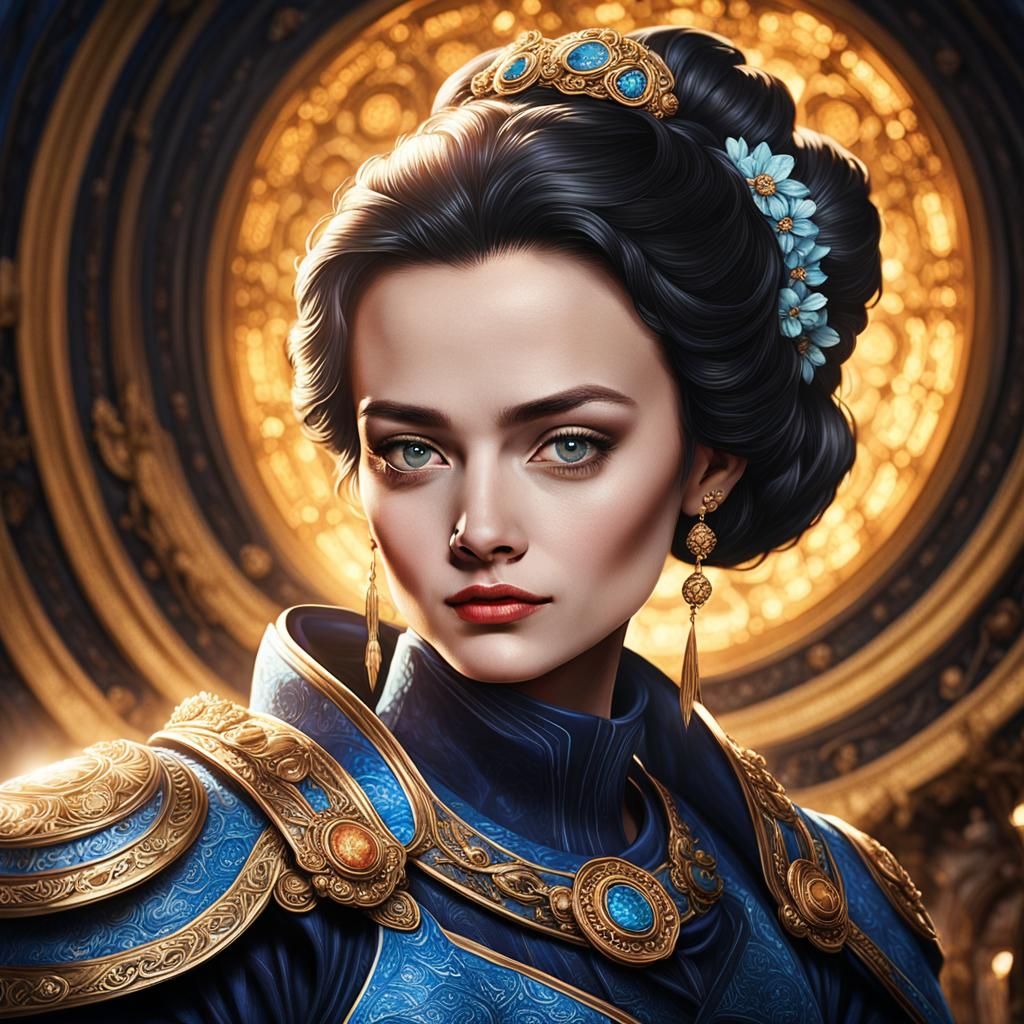 Surreal Woman with Cosmic Aura and Equations