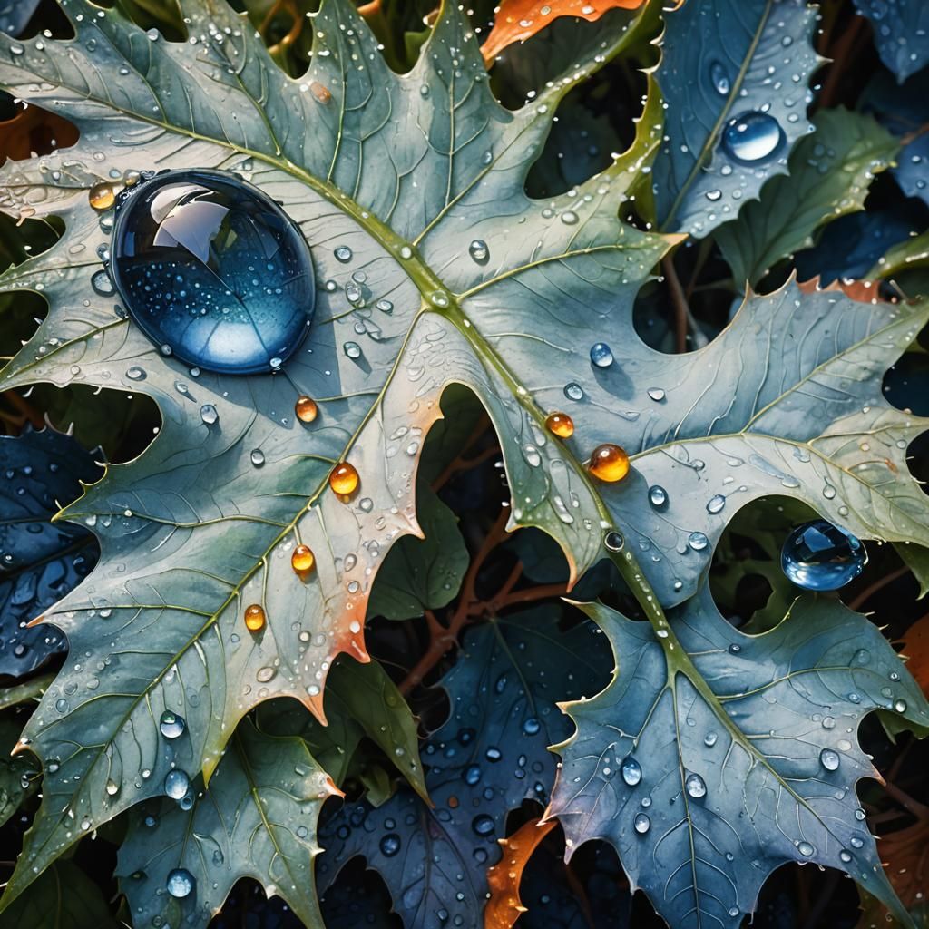 Dreamlike Dew Drops Reflect Surreal Morning Light