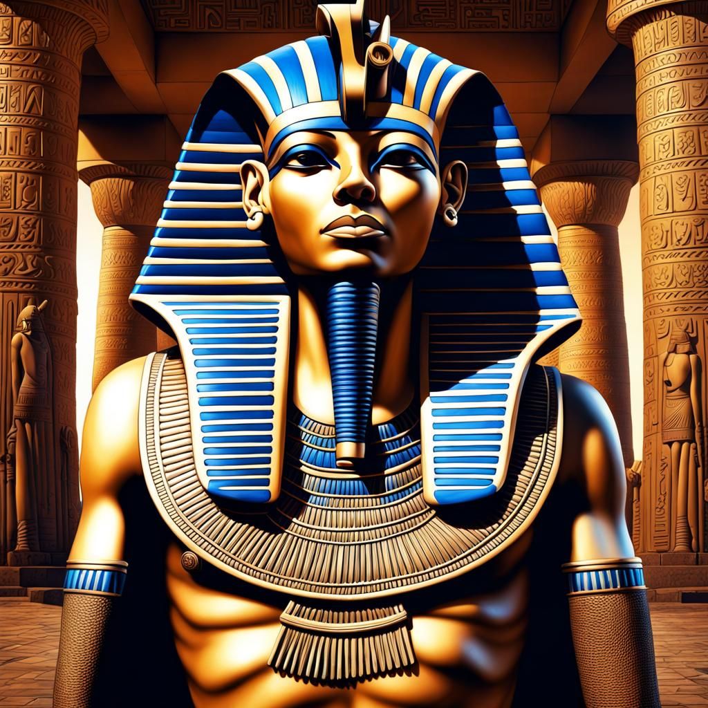 Hyperrealistic Pharaoh in Acrylic Paint Style