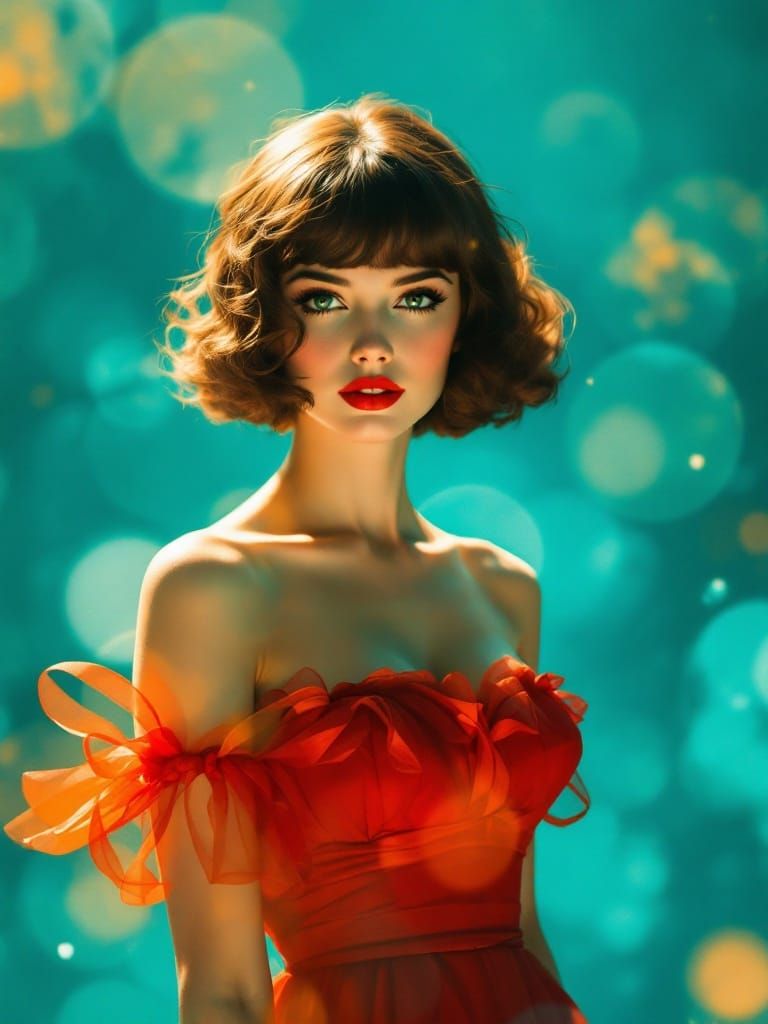 1950s Pin-Up with Double Exposure Effect