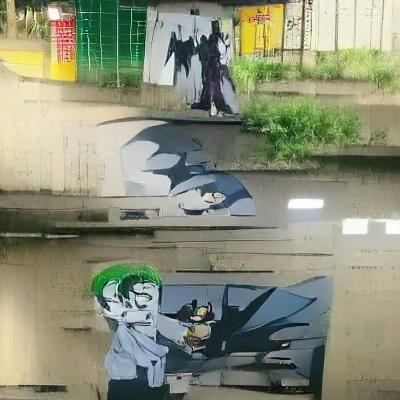 Batman and Joker in Anime Manga Style