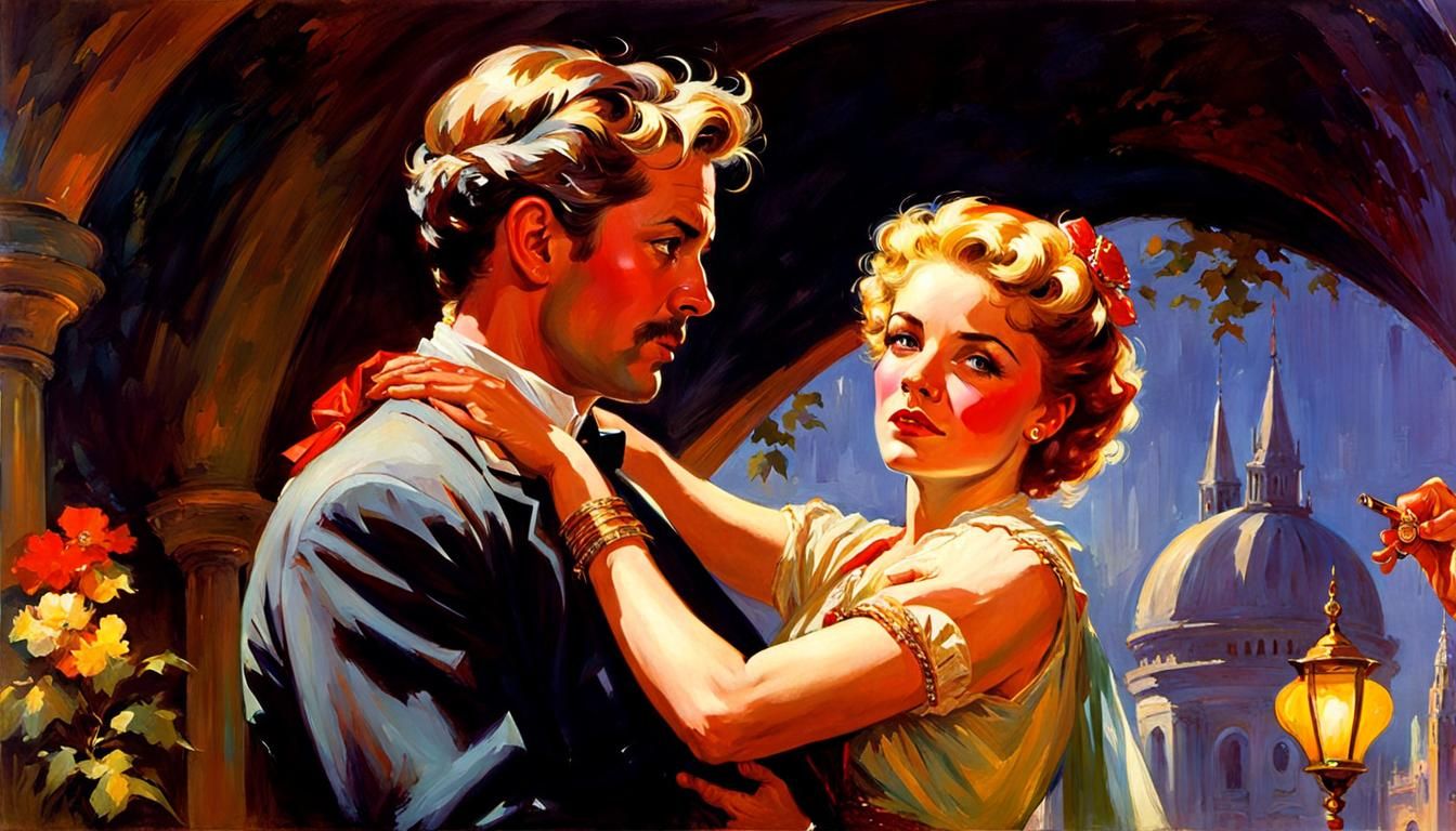 Romantic Couple in Vintage Dance Scene