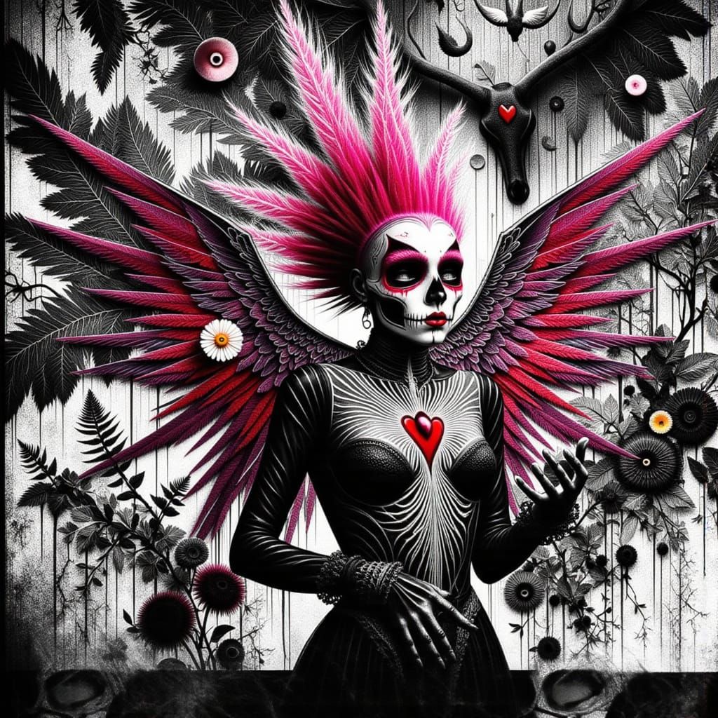 Hooded Figure in Ornate Chamber with Taxidermy