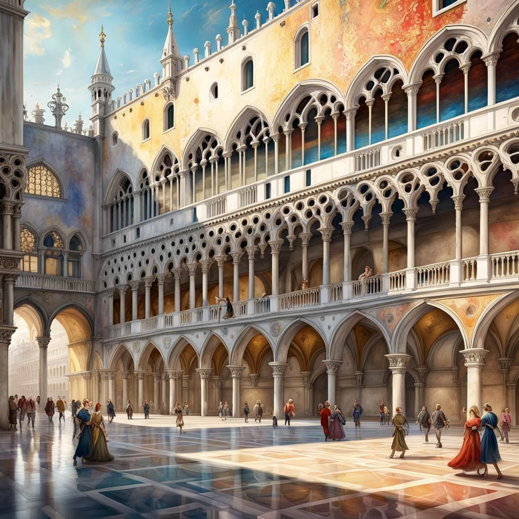 A Masterpiece Digital Watercolor of 16th Century Venice