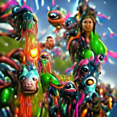 Hyper-Detailed Cinematic Art Piece with Diverse Neon Multico...