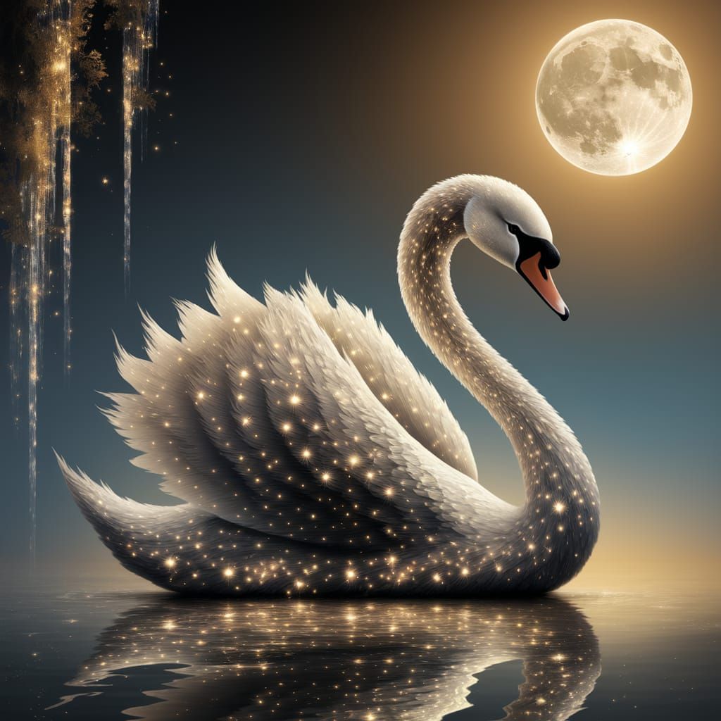 Surreal Swan in Enchanted Water Scene
