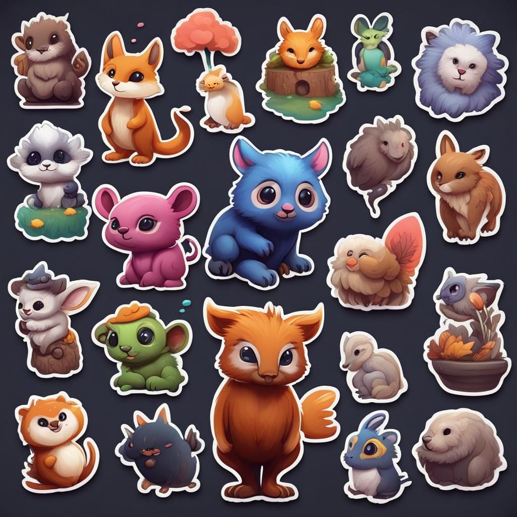 Cute Animal Stickers: Detailed Matte Painting