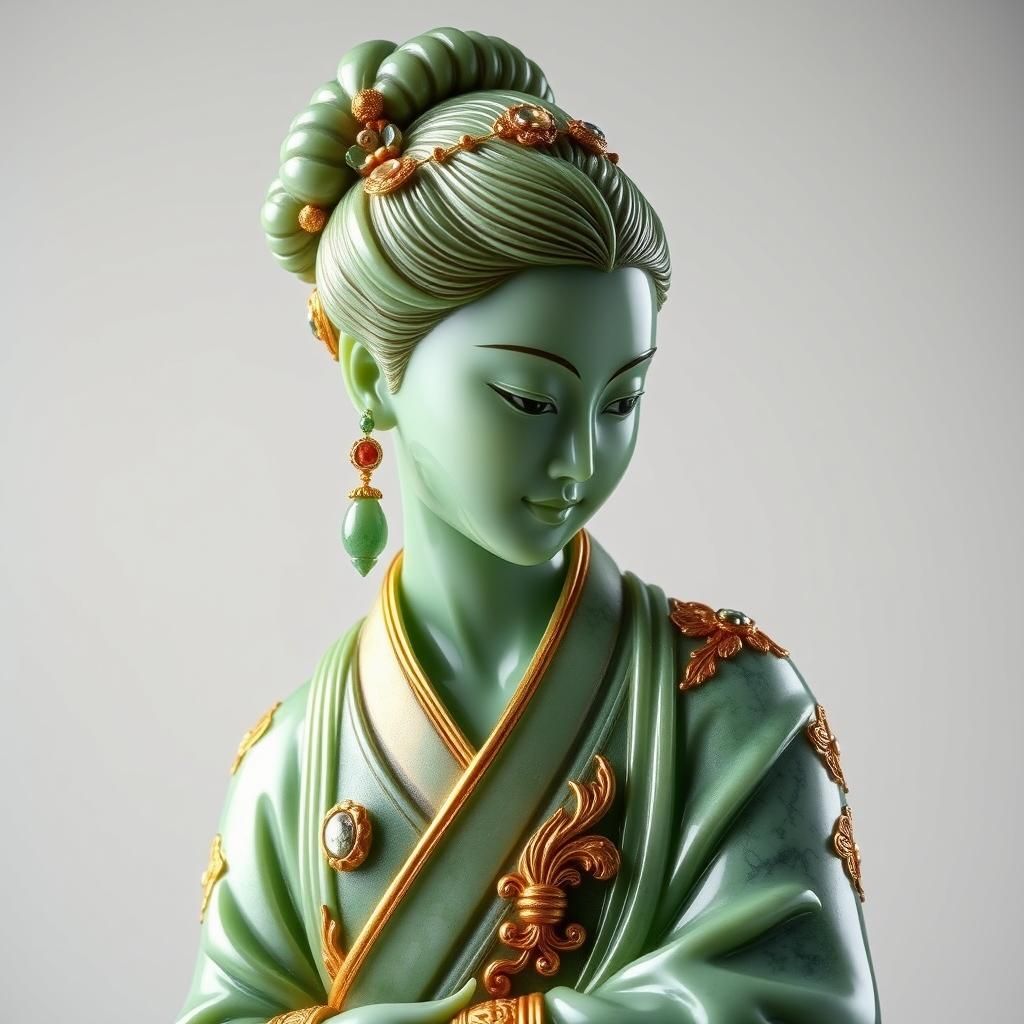 Exquisite Jade Statue of Serene Woman
