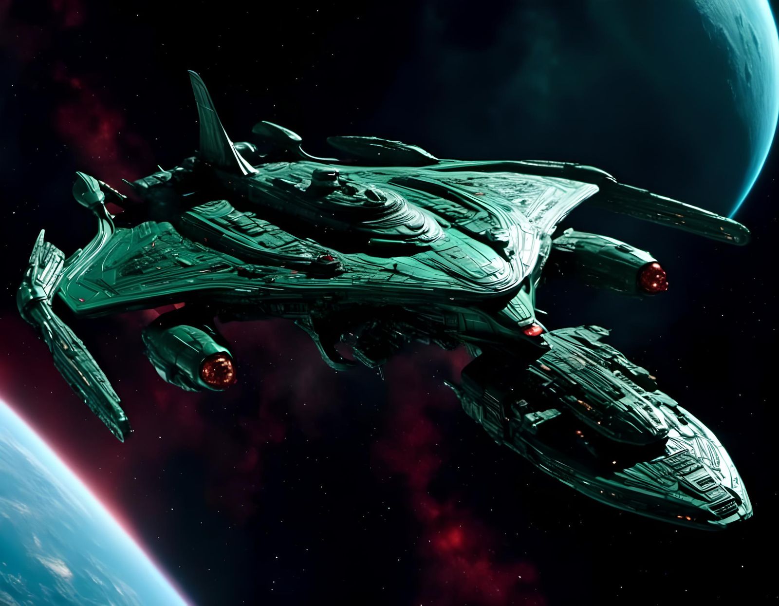 Detailed Alien Spaceship in Epic Space Battle