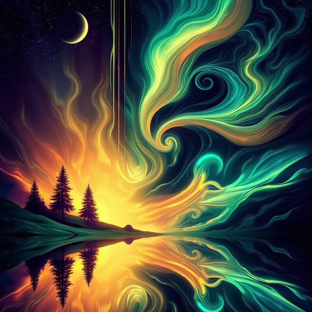 Woman by Dream River in Surrealist 3D Style