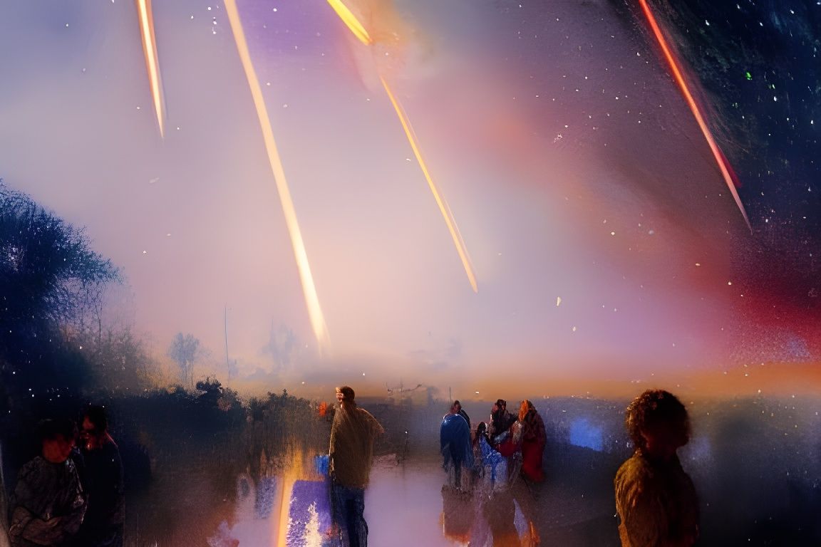 Magnificent Meteor Shower: Gouache and Watercolour Painting