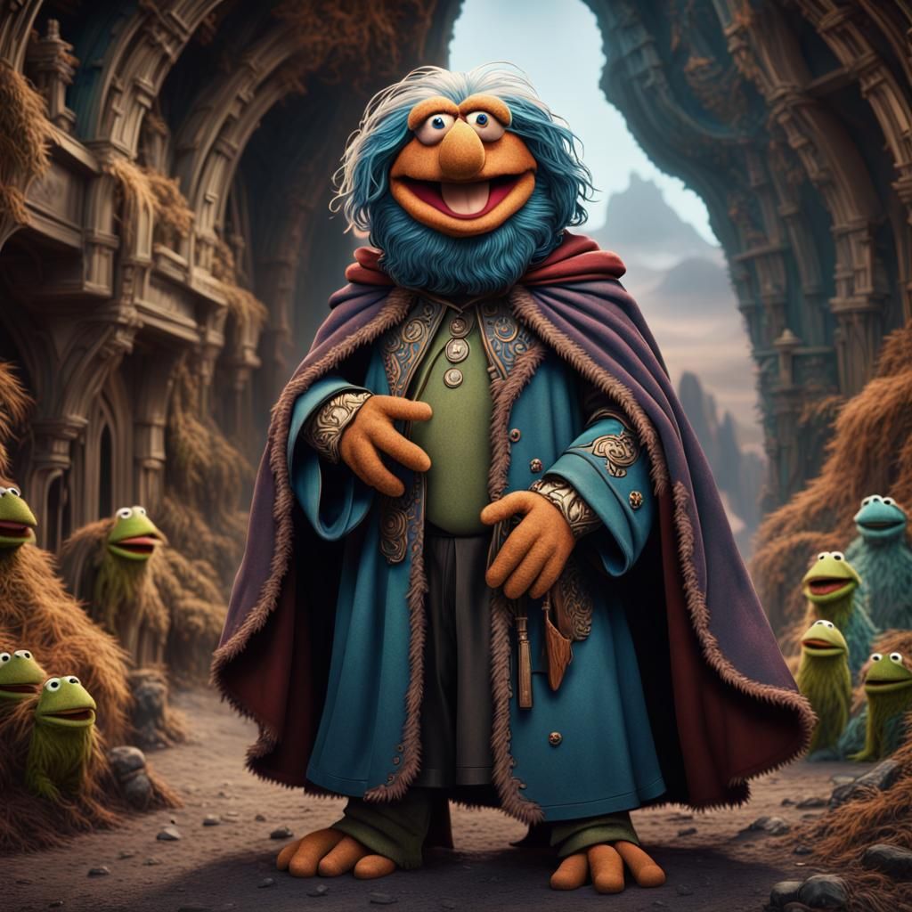 Intergalactic Jim Henson in Muppet Cloak: Detailed Painting