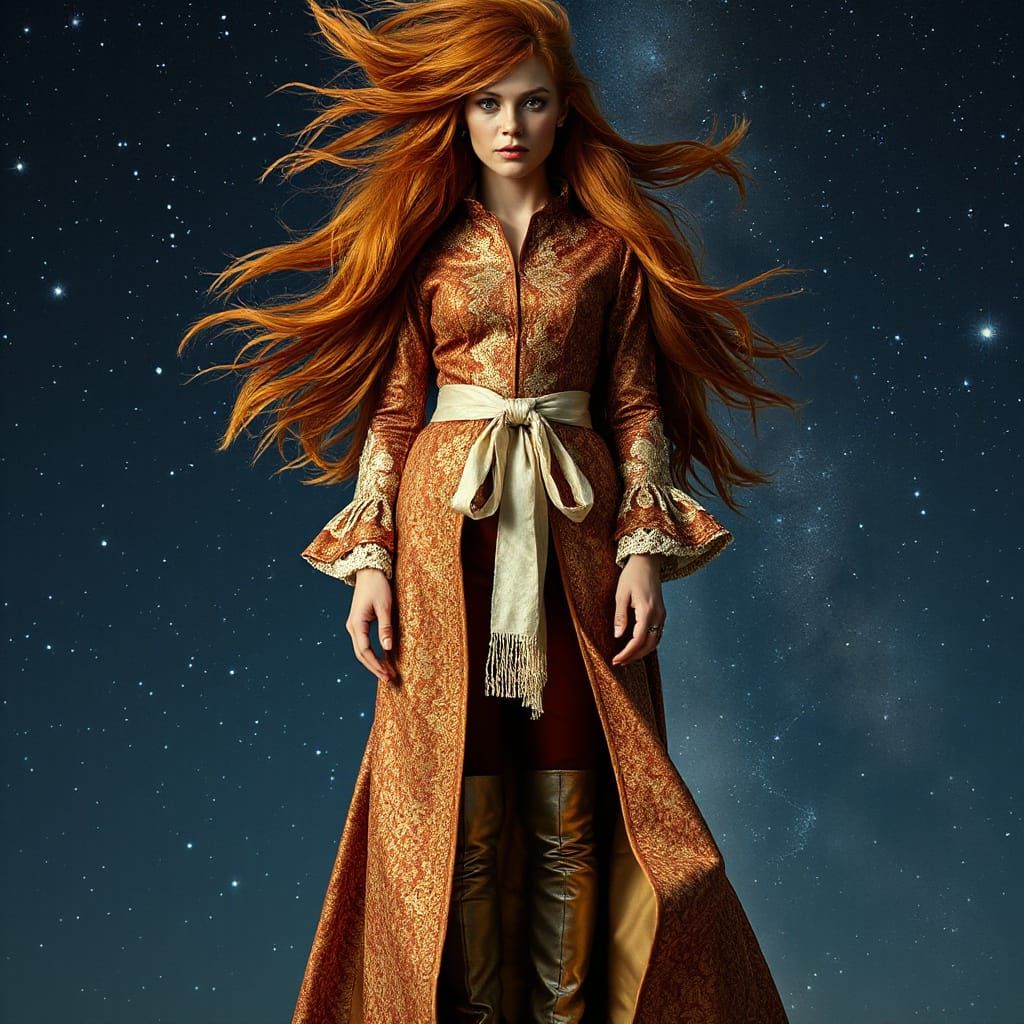 Scholar in a Night Sky of Renaissance Symbols