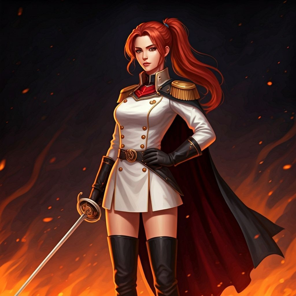 Fierce Duelist Girl with Rapier, Military Uniform