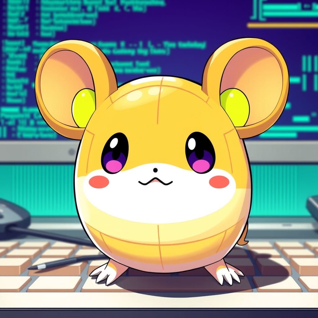 Vibrant Computer Mouse Fakemon in Anime-Inspired Style