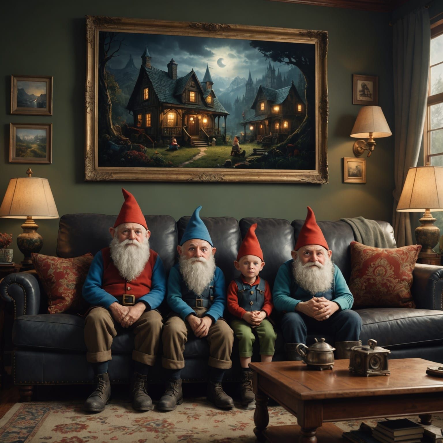 Family Portrait with Gnome in Digital Matte Painting