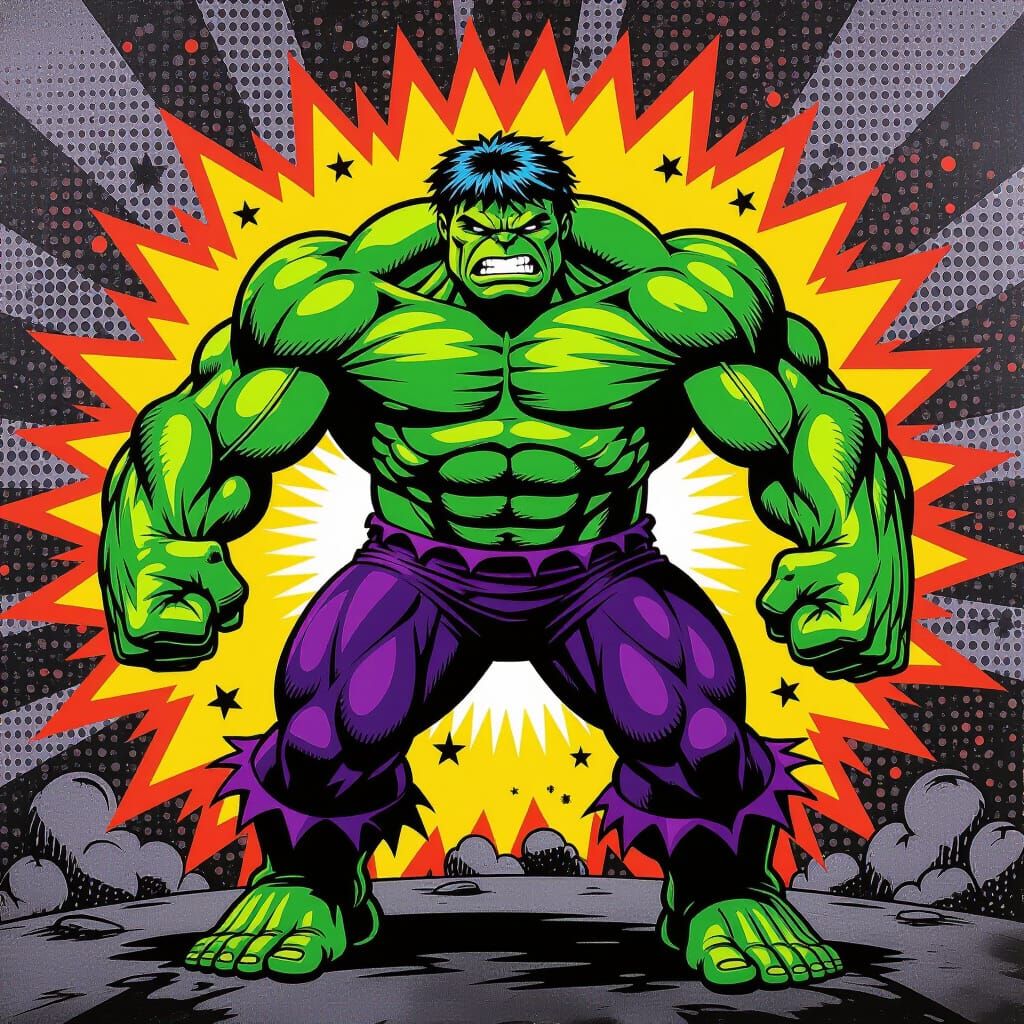 Incredible Hulk in 1960s Pop Art Style