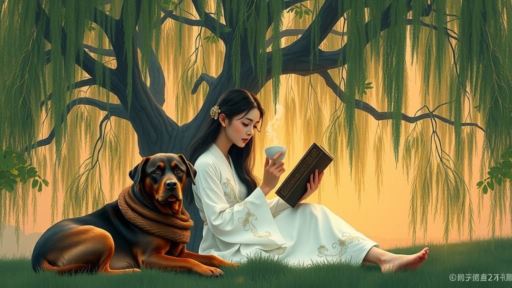 Ethereal Woman in Japanese Woodblock Style