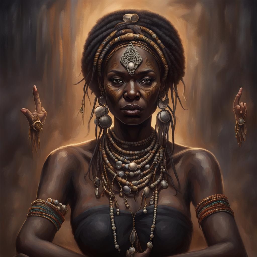 Voodoo Priestess Portrait Offering a Sacrifice