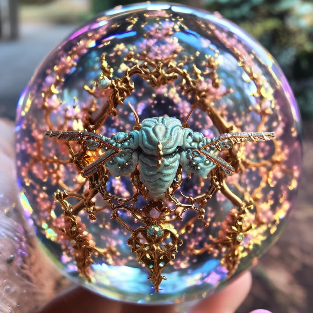loepa oberthuri moth Crystal ball Sphere <lora:Bubblescape:1.0>